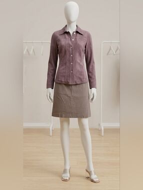 Proportion Petite by Conrad C Women's Suede Button-Up Jacket-Petite-Dusty Brown